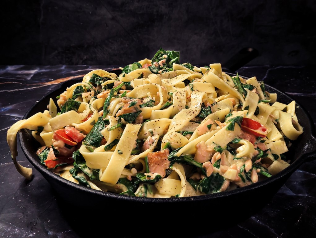 Tagliatelle met Zalm en Spinazie